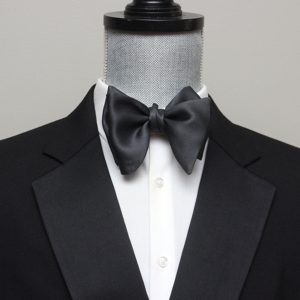 Grey Men's Large Silk Bow Tie