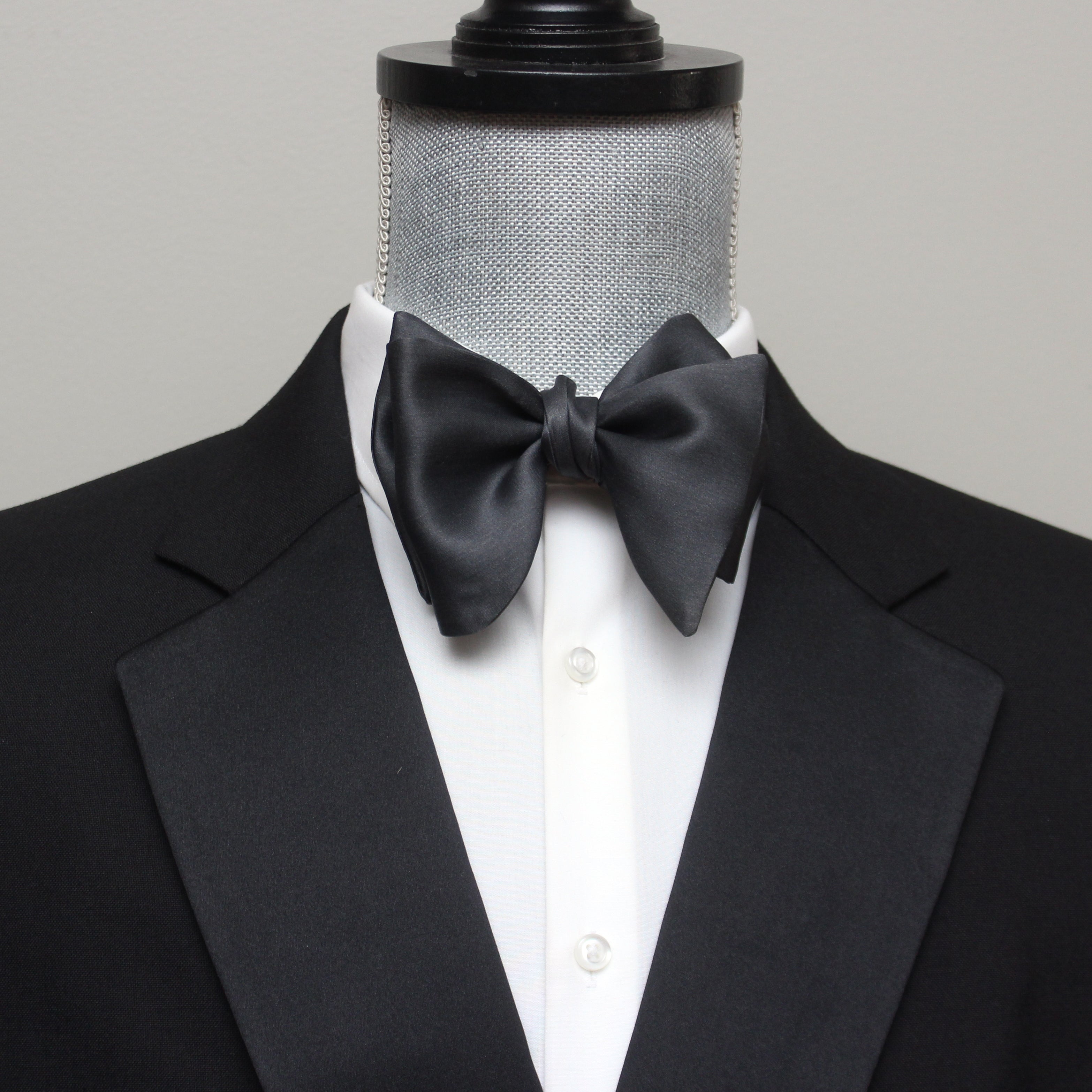 Grey Men's Large Silk Bow Tie