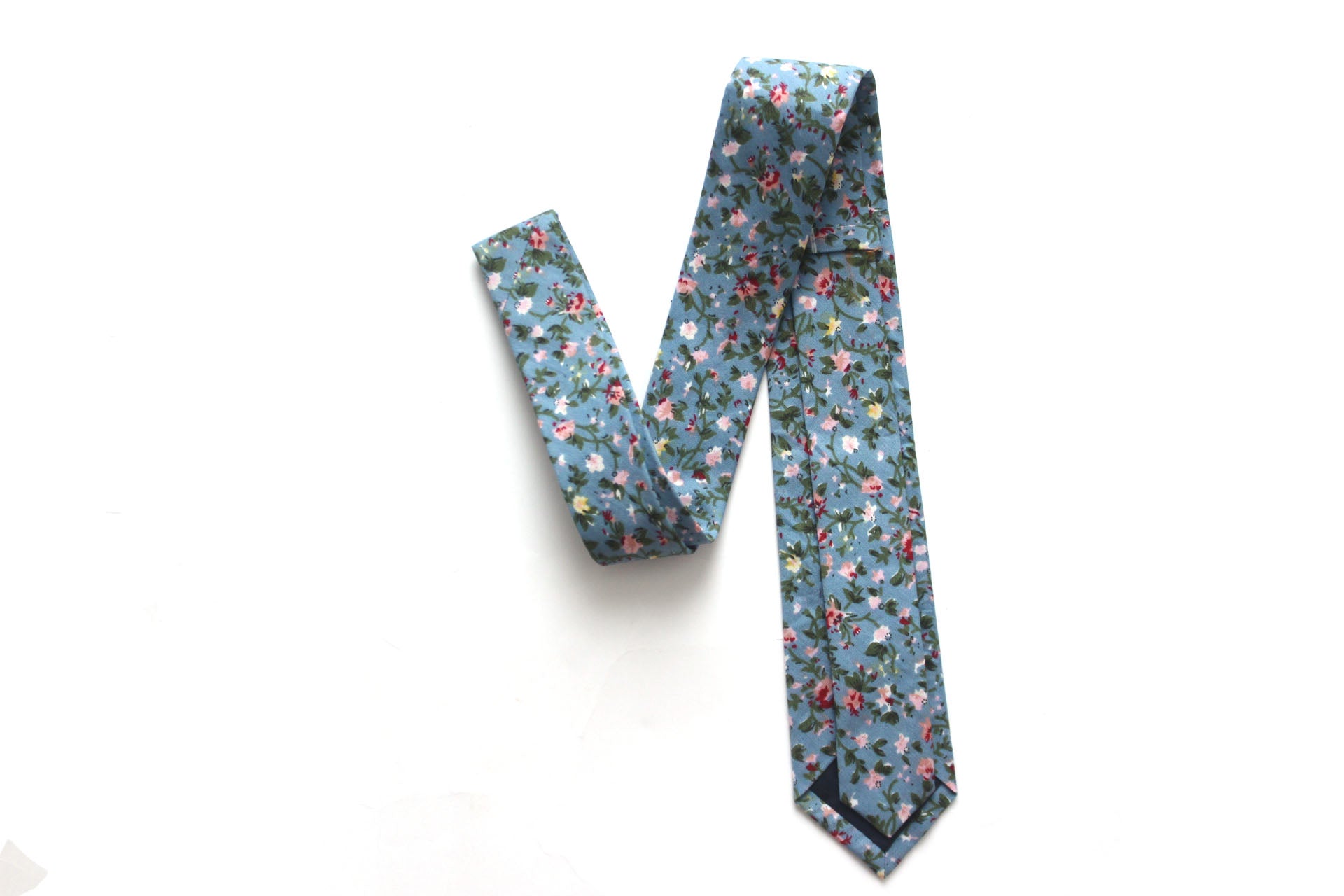 Dusty Blue Floral Necktie 2.36"