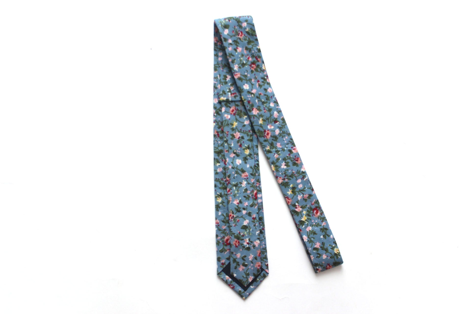 Dusty Blue Floral Necktie 2.36"