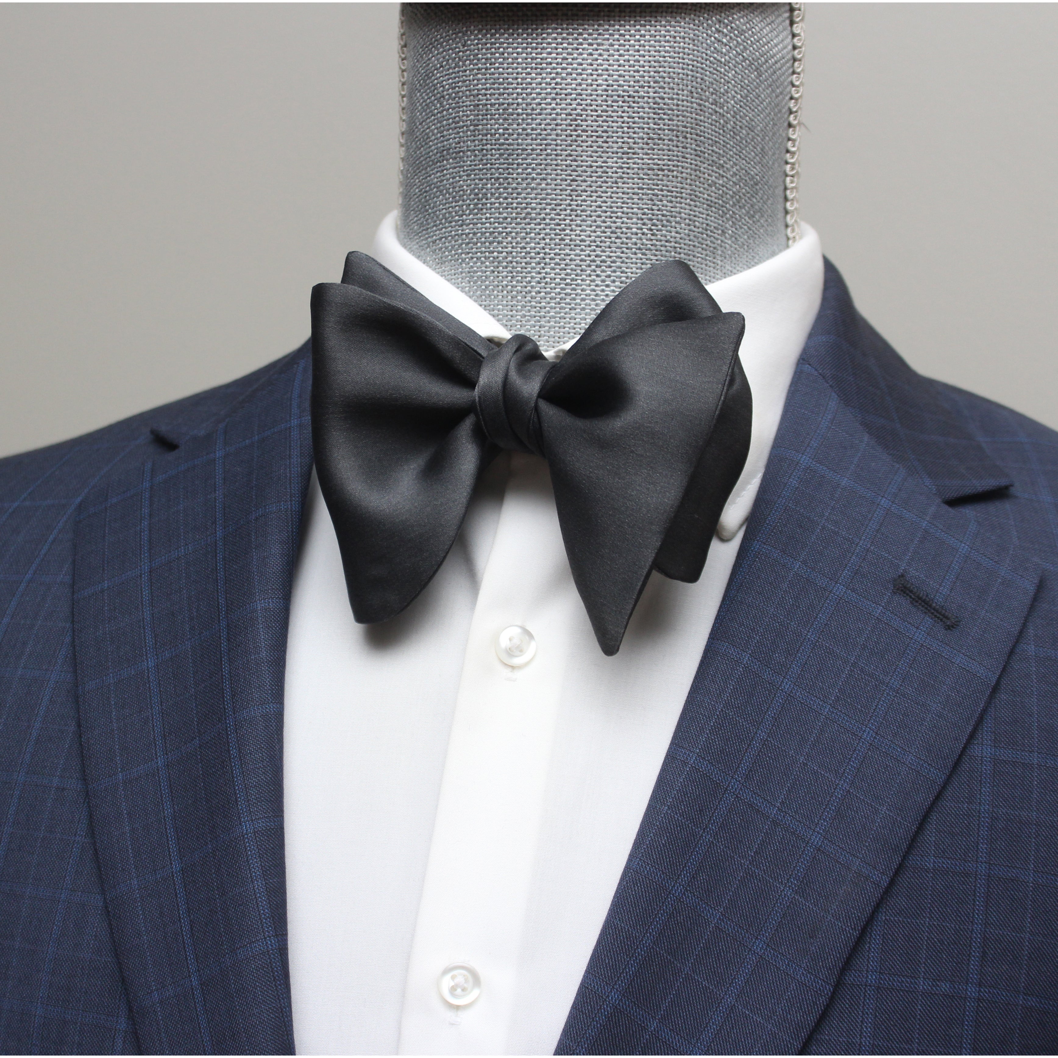 Grey Men's Large Silk Bow Tie