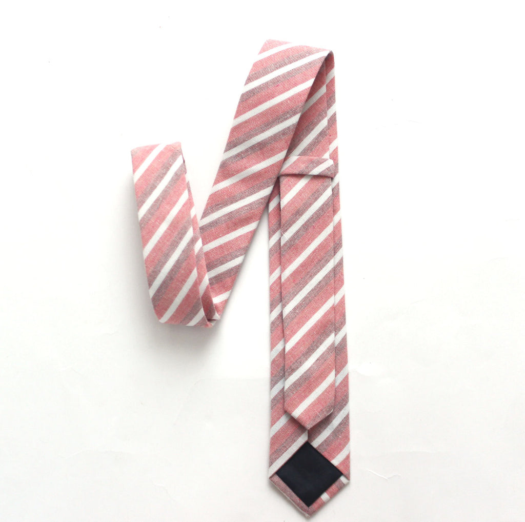 Dusty Pink Stripe Floral Necktie 2.36"