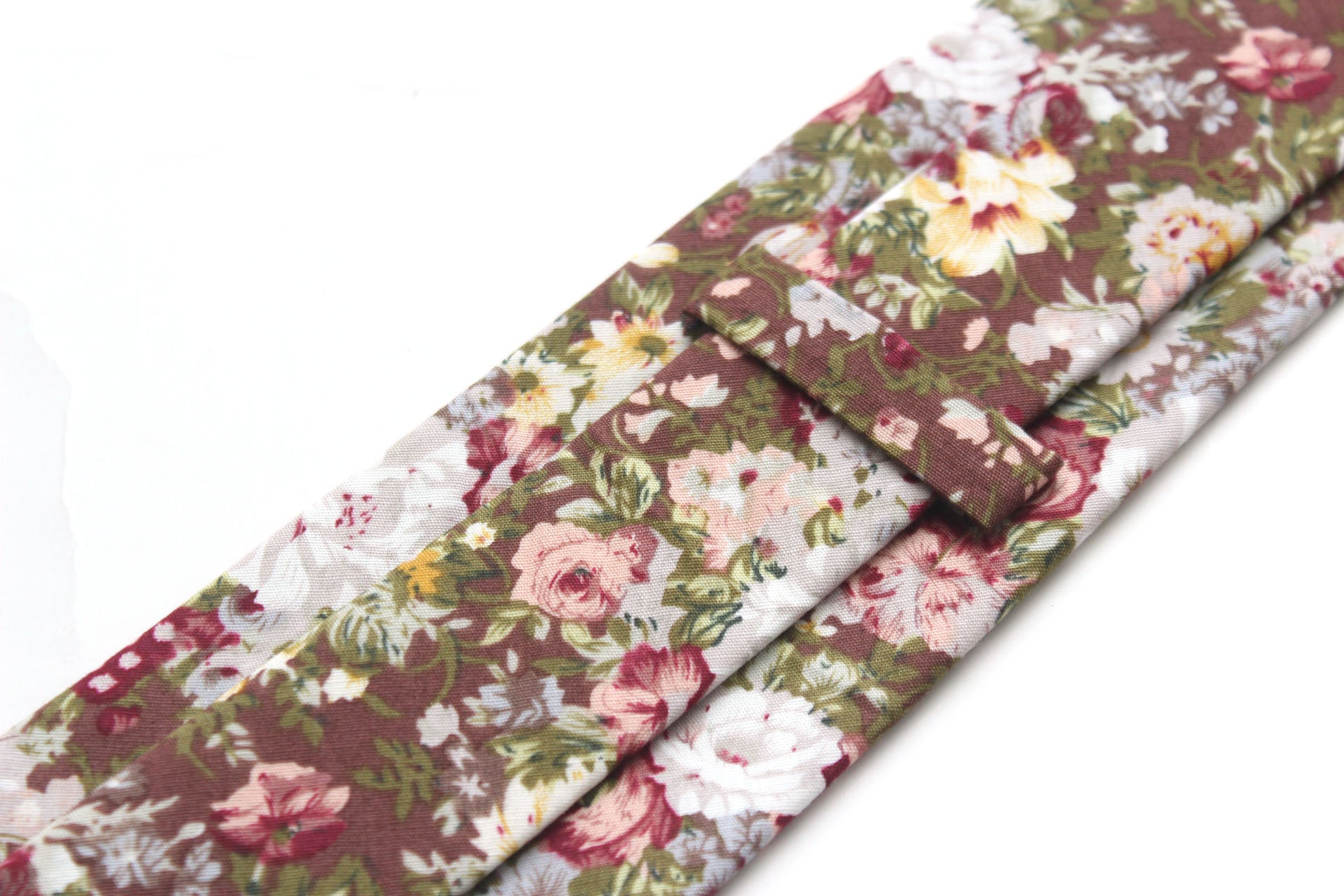 Brown Grey Floral Necktie 3.14"