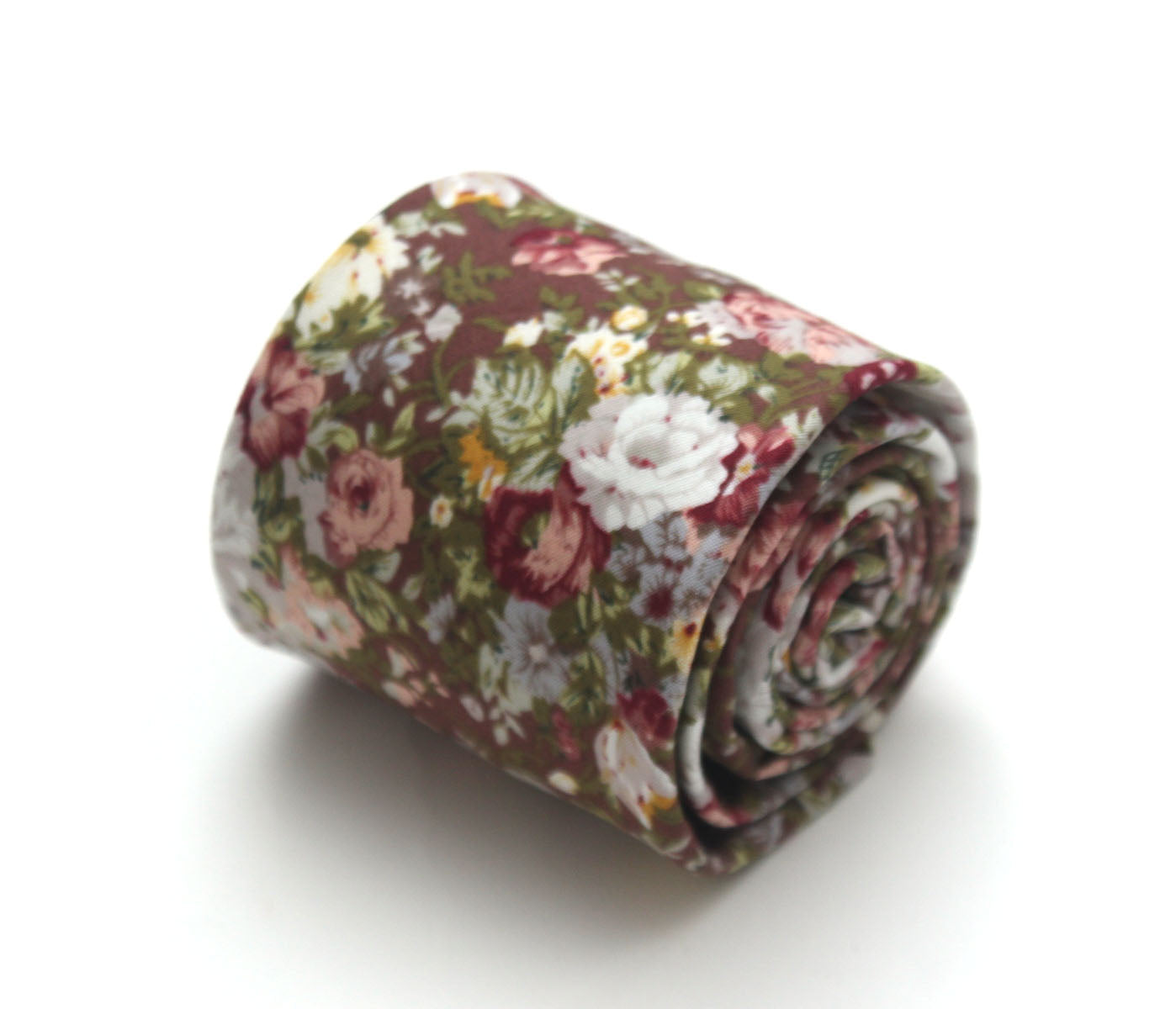Brown Grey Floral Necktie 3.14"