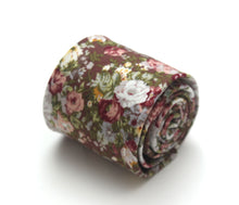 Load image into Gallery viewer, Brown Grey Floral Necktie 3.14&quot;
