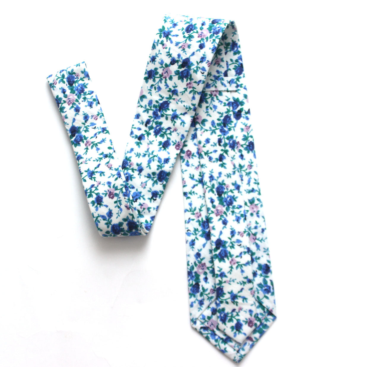 Blue White Floral Necktie