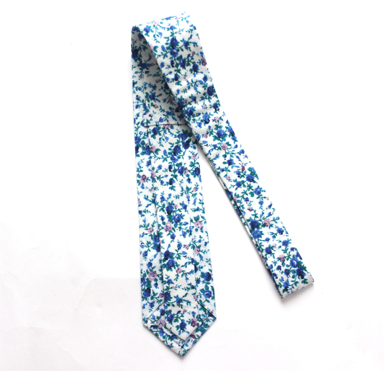 Blue White Floral Necktie