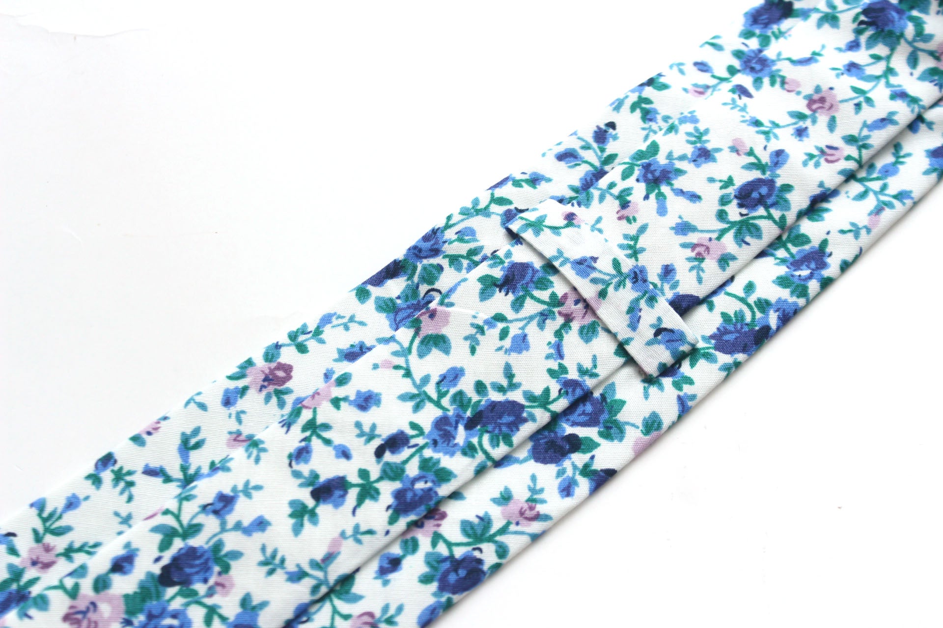 Blue White Floral Necktie