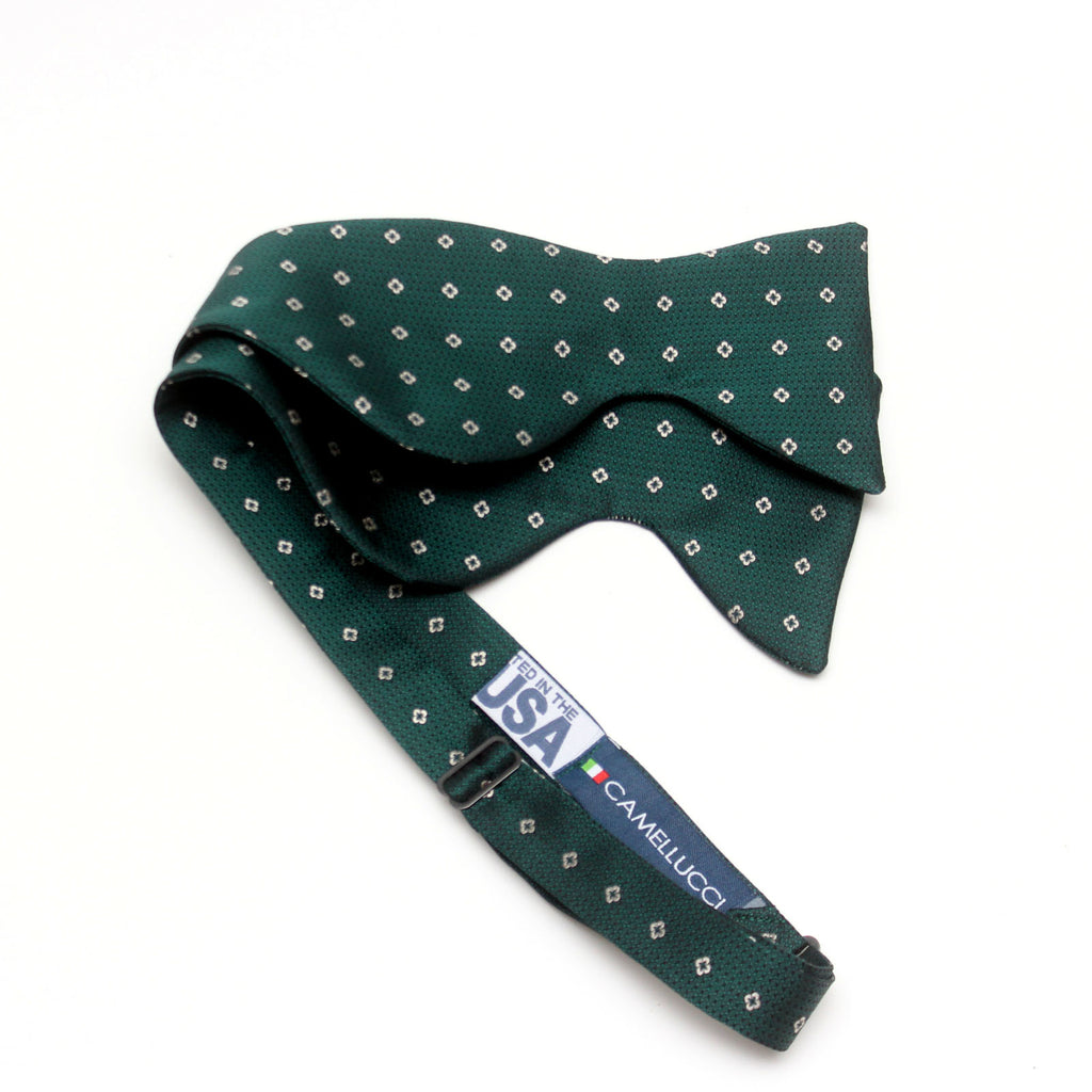 Big Butterfly Green Grey Ornament Silk Bow Tie