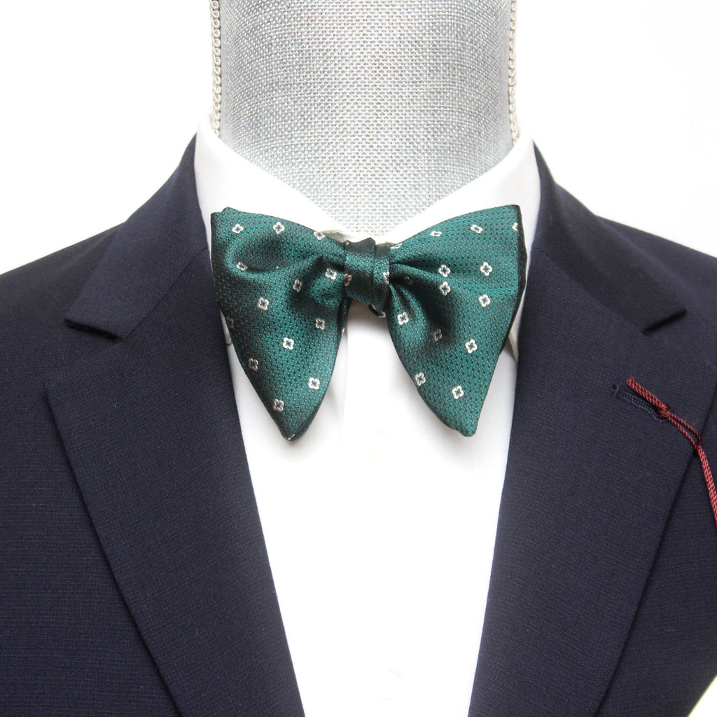 Big Butterfly Green Grey Ornament Silk Bow Tie