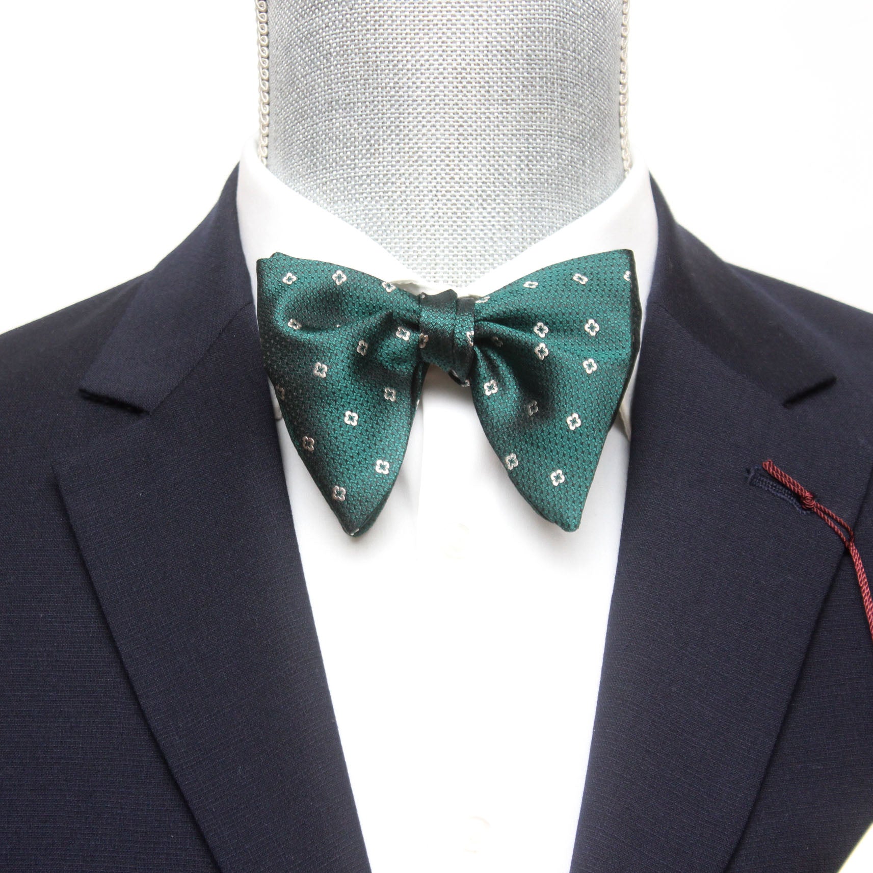 Big Butterfly Green Grey Ornament Silk Bow Tie