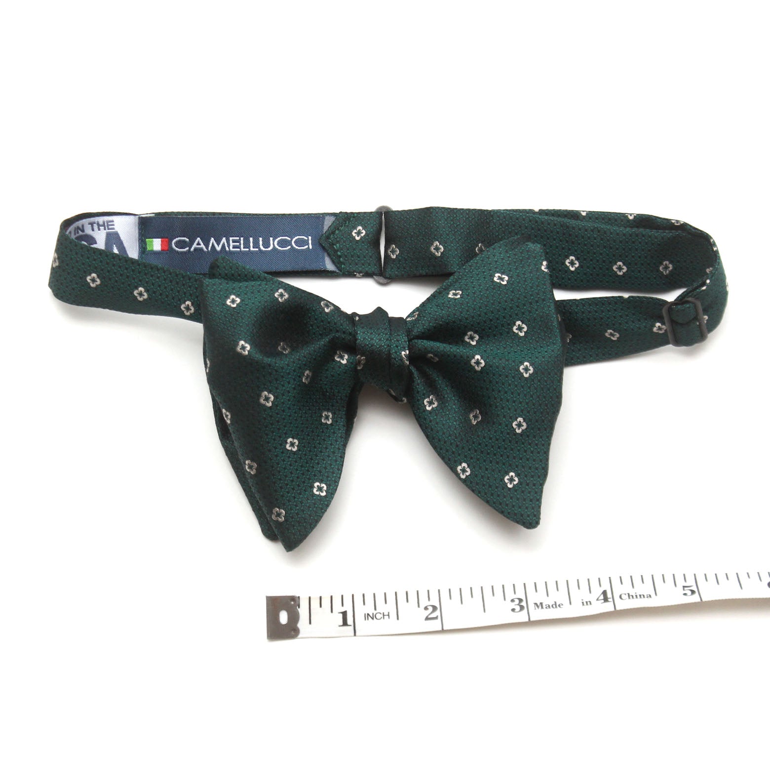 Big Butterfly Green Grey Ornament Silk Bow Tie