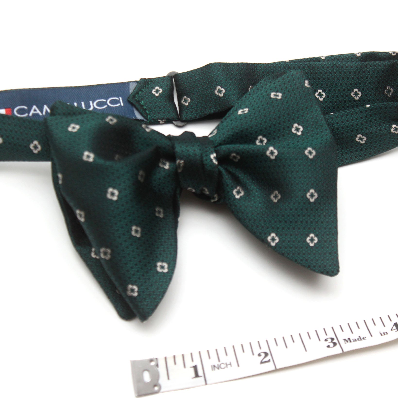 Big Butterfly Green Grey Ornament Silk Bow Tie