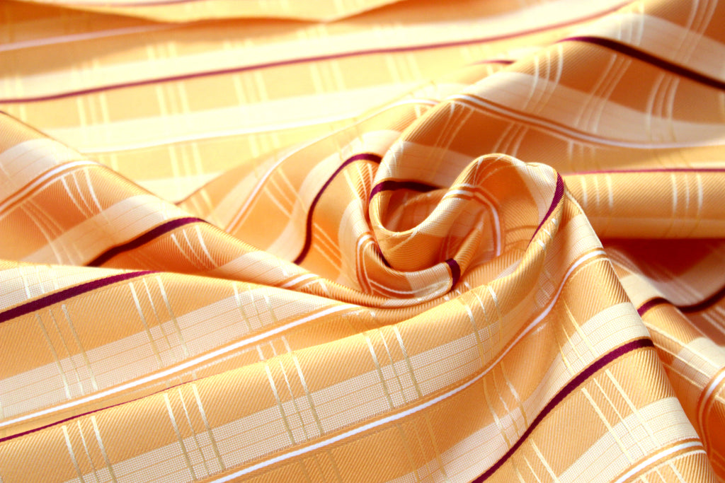 Orange Plaid Silk Fabric