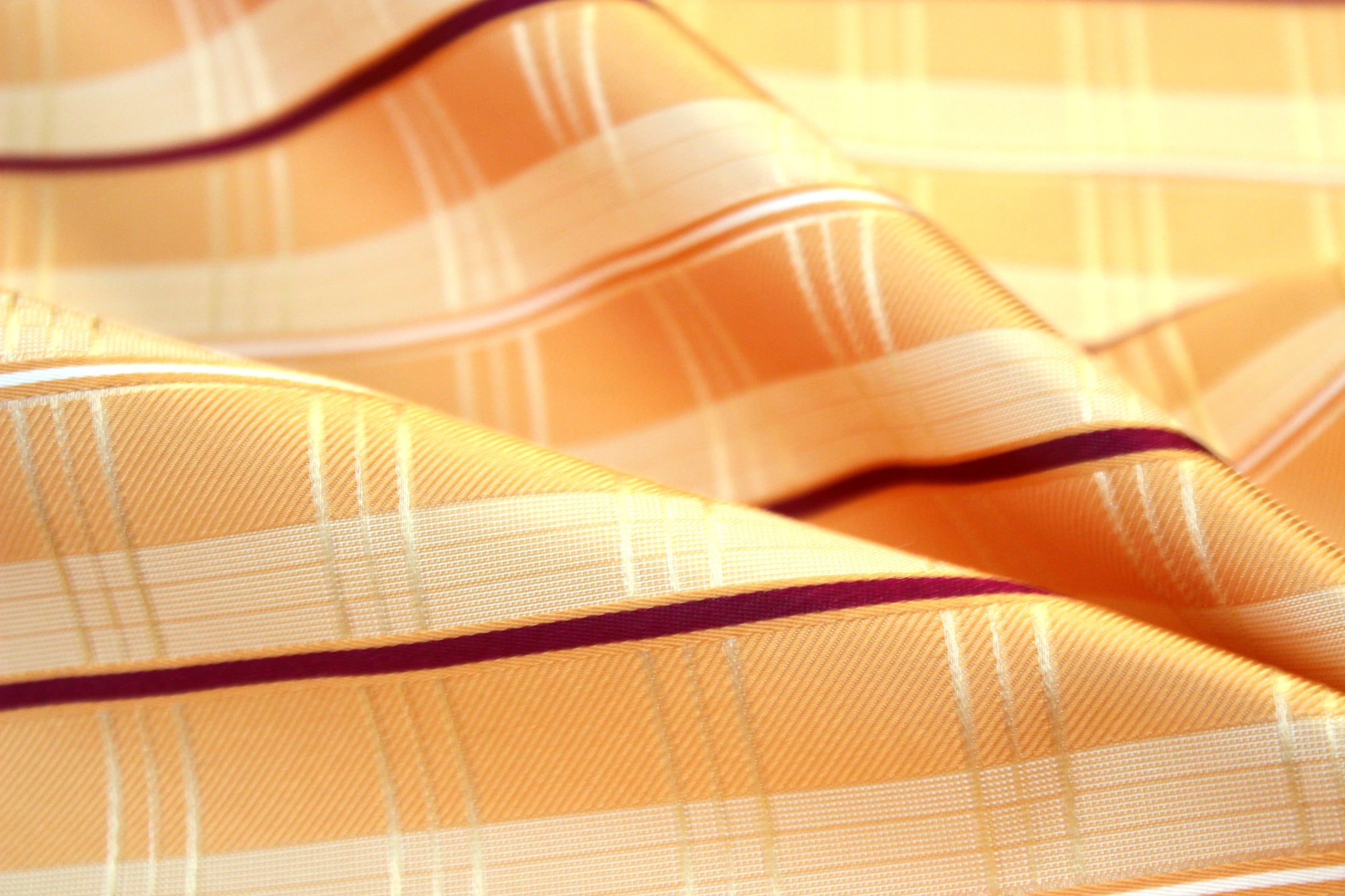 Orange Plaid Silk Fabric