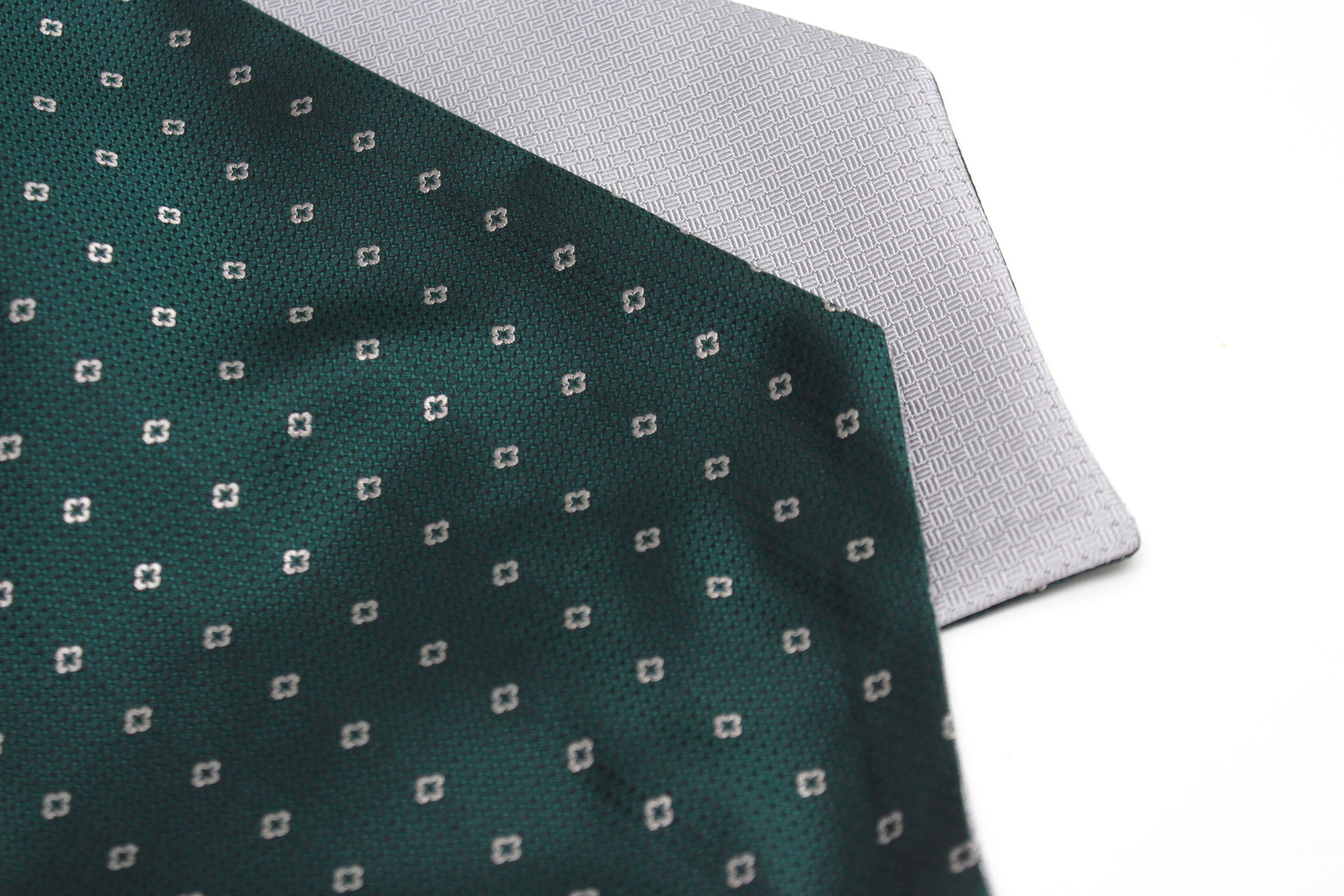 Grey Emerald Green Reversible Silk Ascot