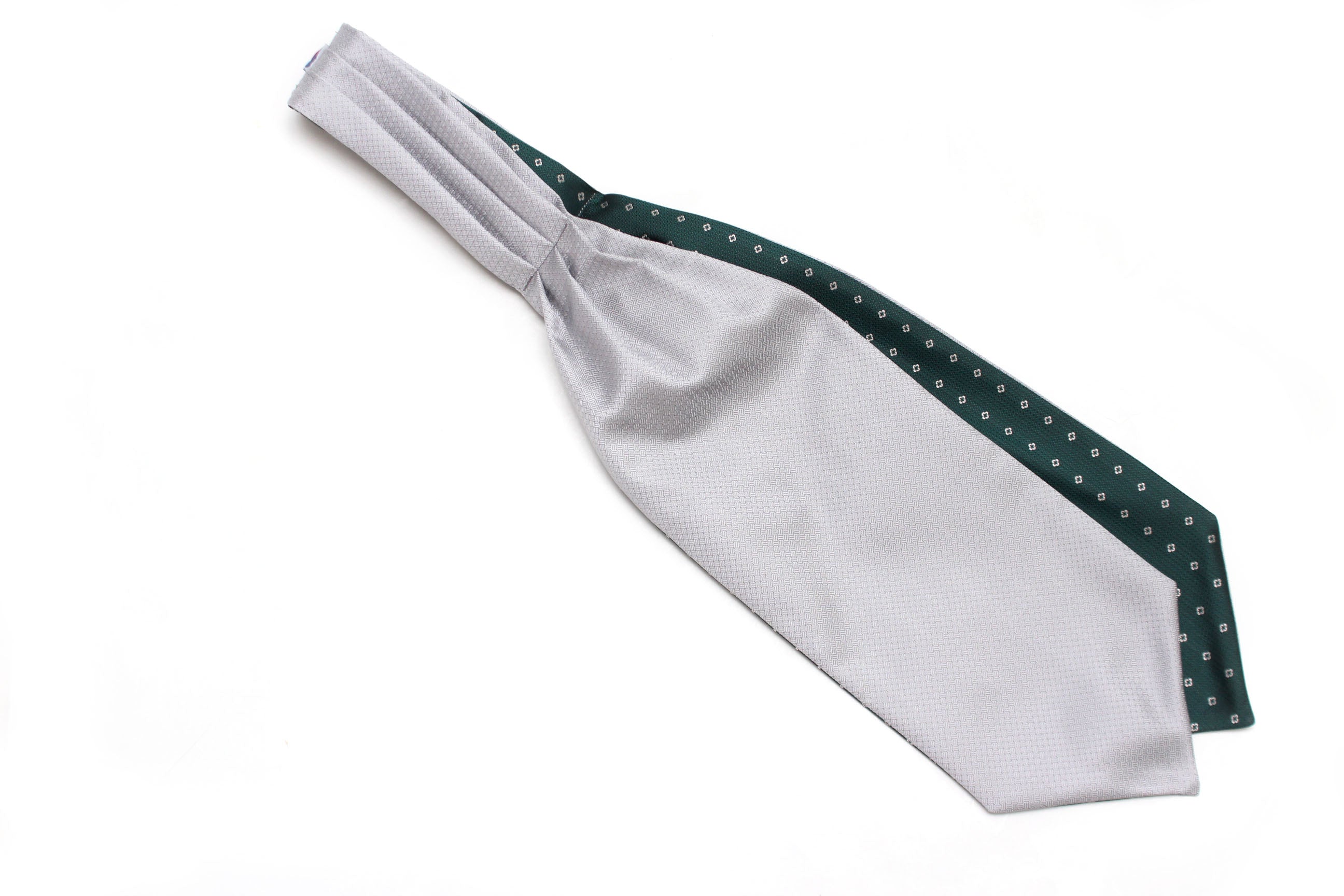 Grey Emerald Green Reversible Silk Ascot