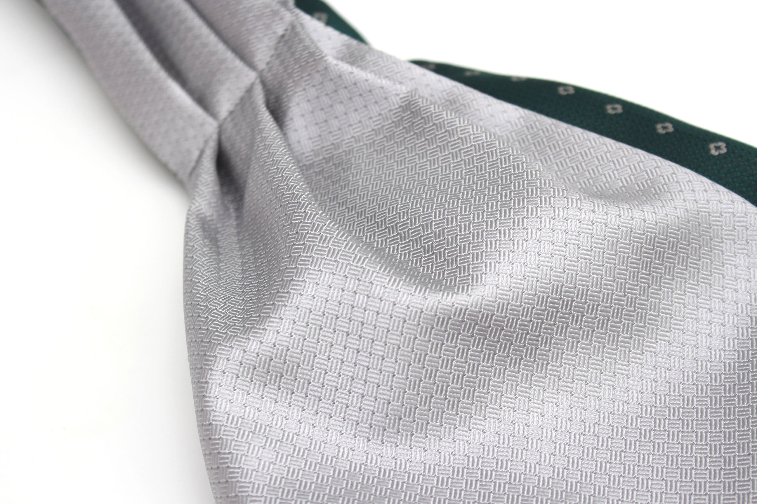 Grey Emerald Green Reversible Silk Ascot