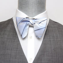 Load image into Gallery viewer, Blue Striped Big Butterfly Silk Bow Tie
