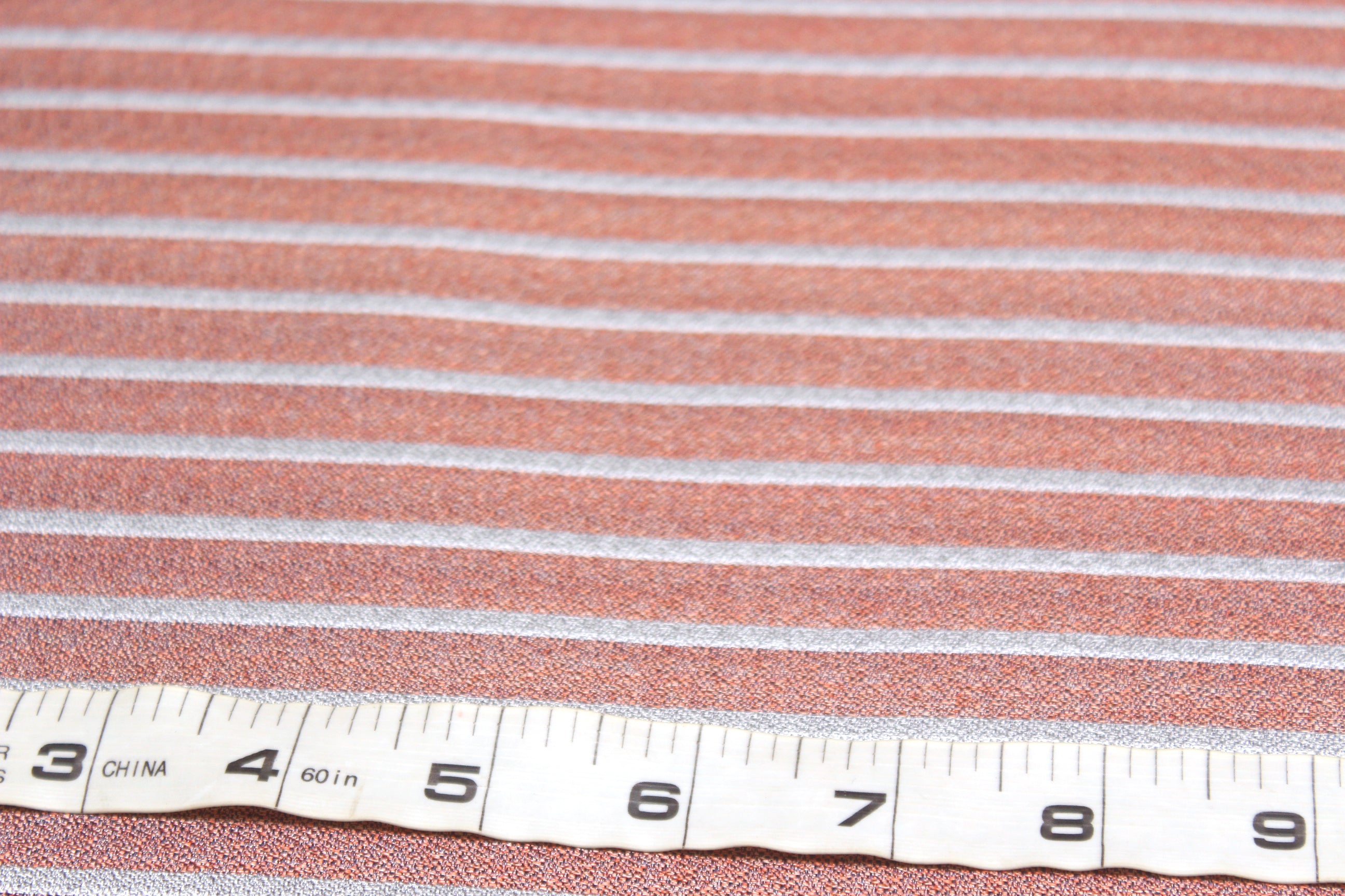 Grey Dusty Rose Mauve Stripe Silk Fabric