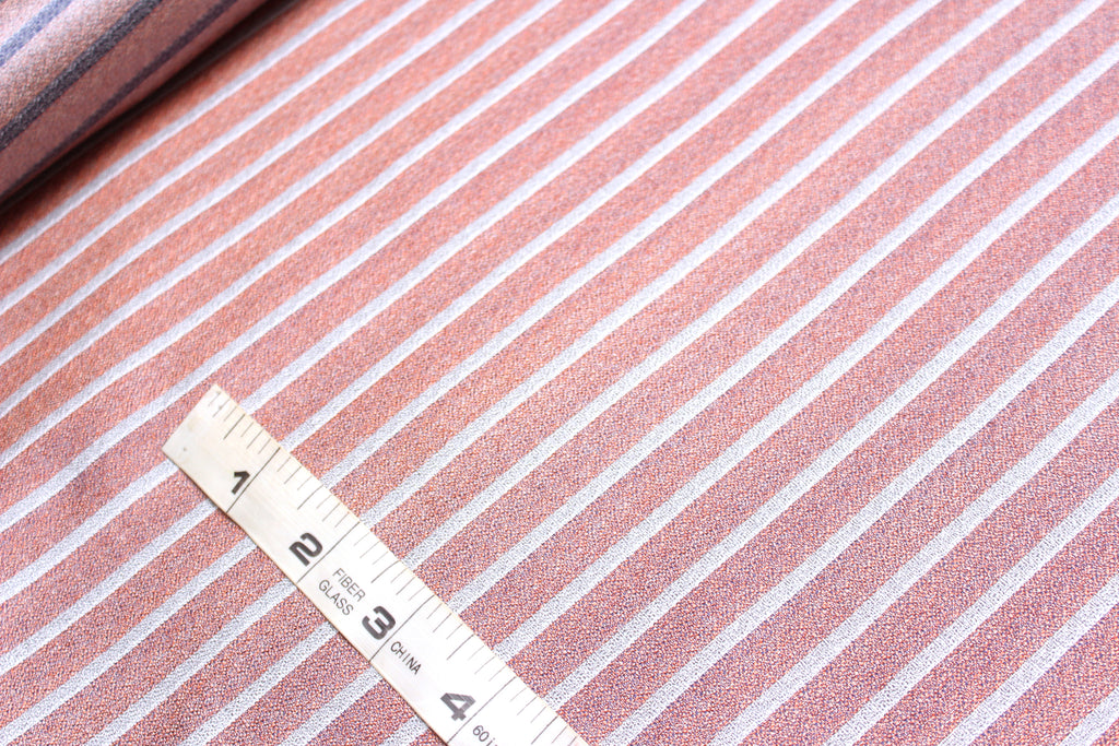 Grey Dusty Rose Mauve Stripe Silk Fabric