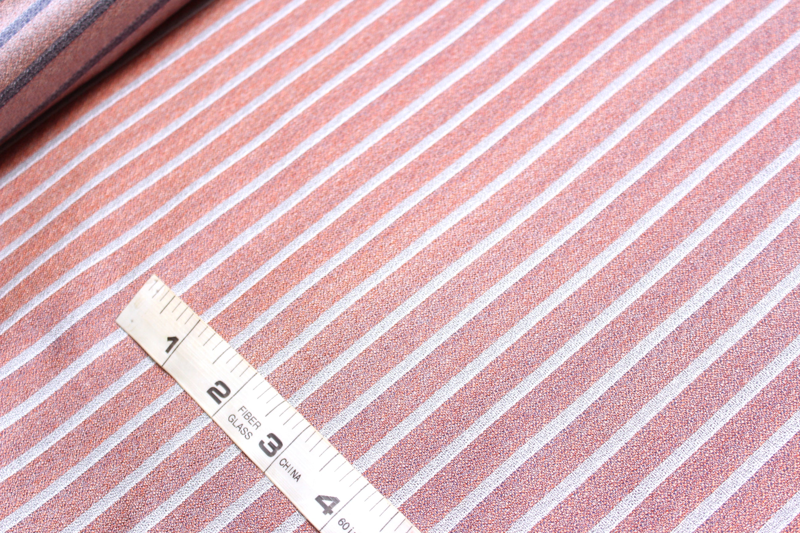 Grey Dusty Rose Mauve Stripe Silk Fabric
