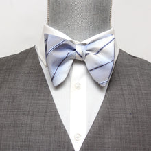 Load image into Gallery viewer, Blue Striped Big Butterfly Silk Bow Tie

