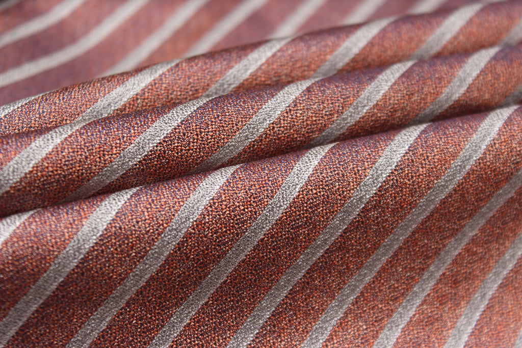 Grey Dusty Rose Mauve Stripe Silk Fabric