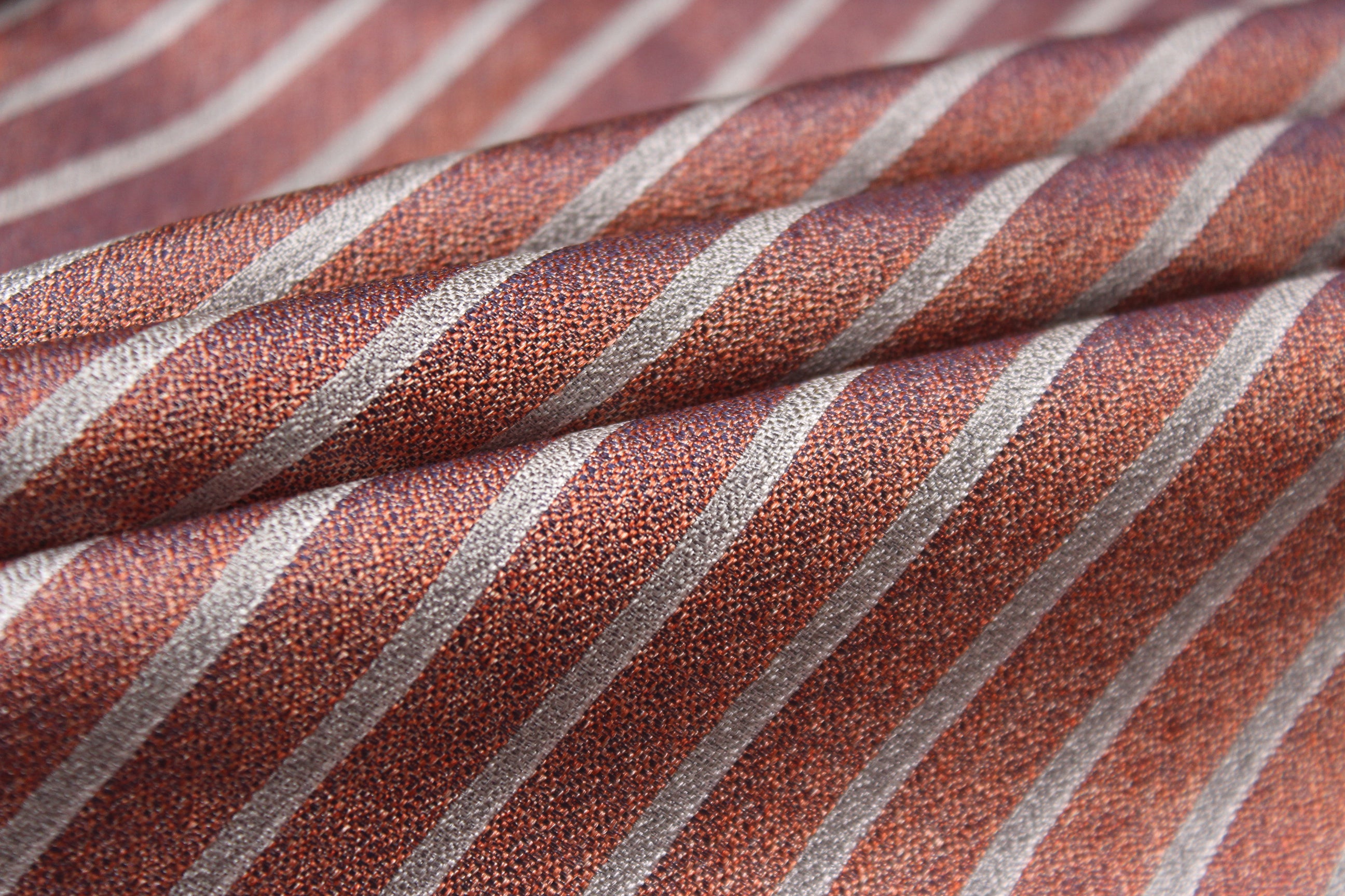 Grey Dusty Rose Mauve Stripe Silk Fabric