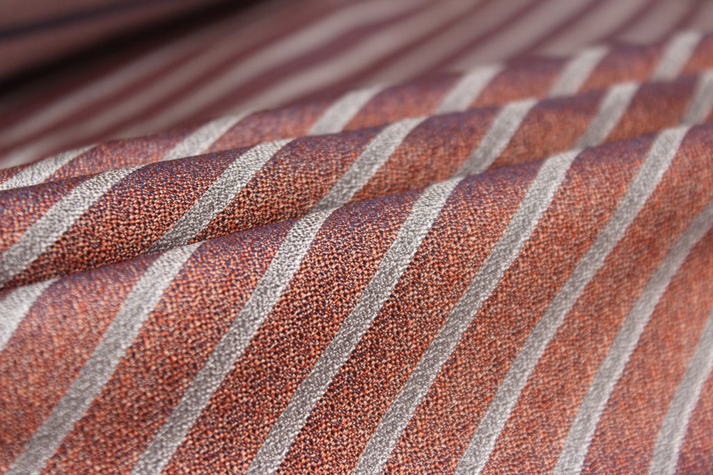 Grey Dusty Rose Mauve Stripe Silk Fabric