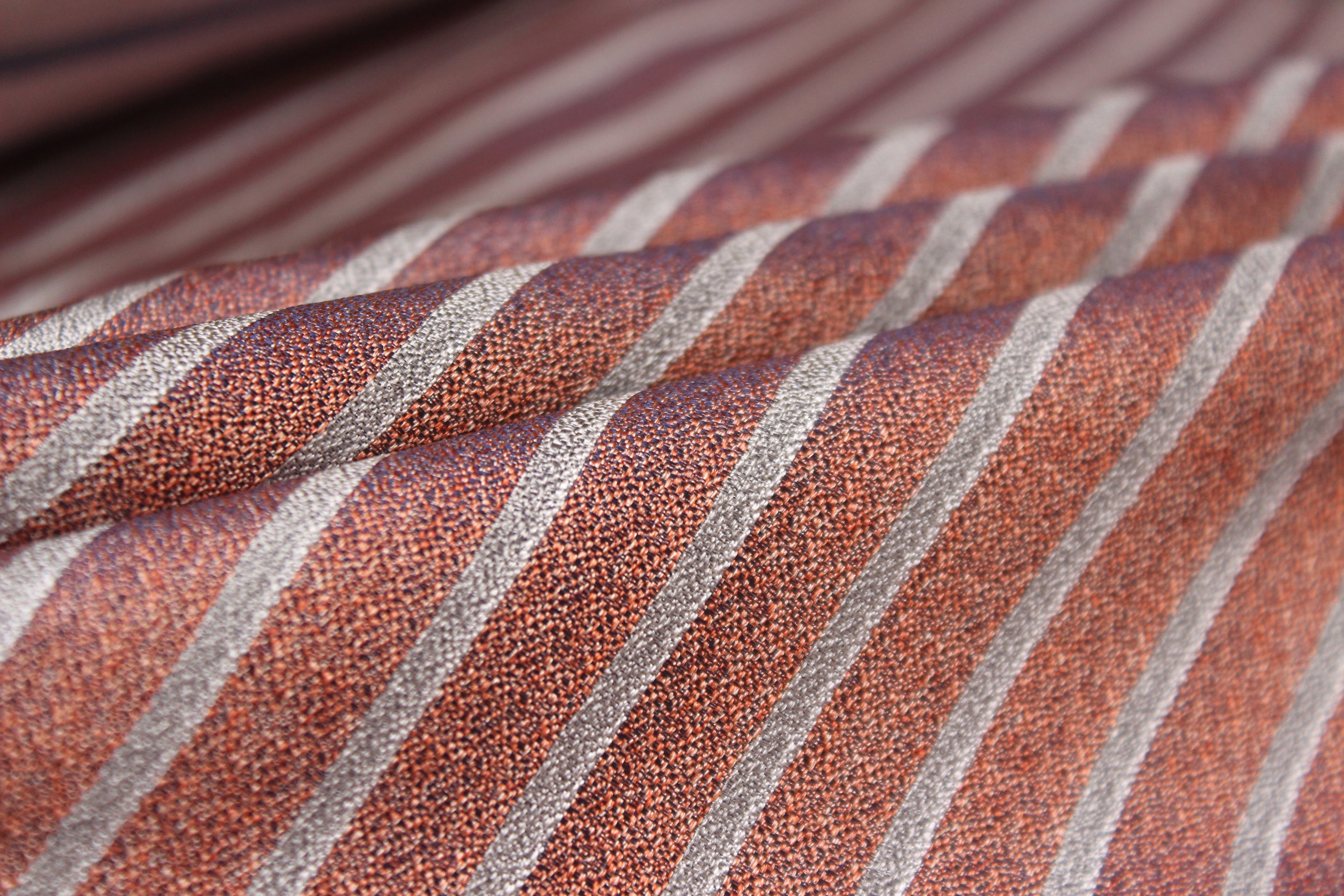 Grey Dusty Rose Mauve Stripe Silk Fabric