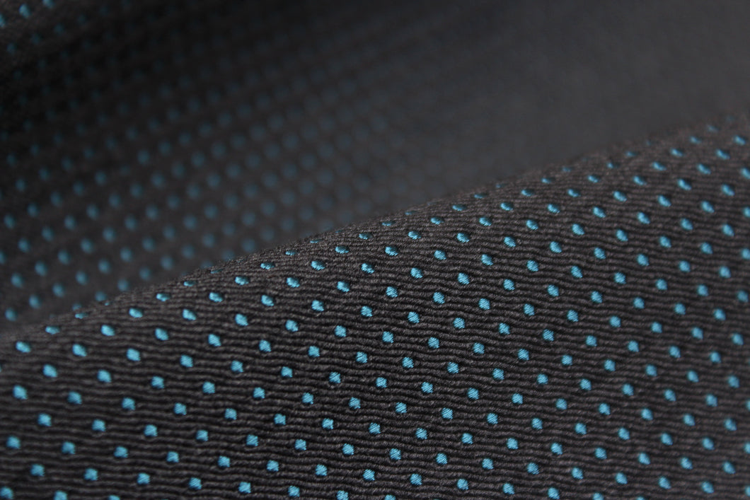 Grey Turquoise Polka Dot Silk Fabric