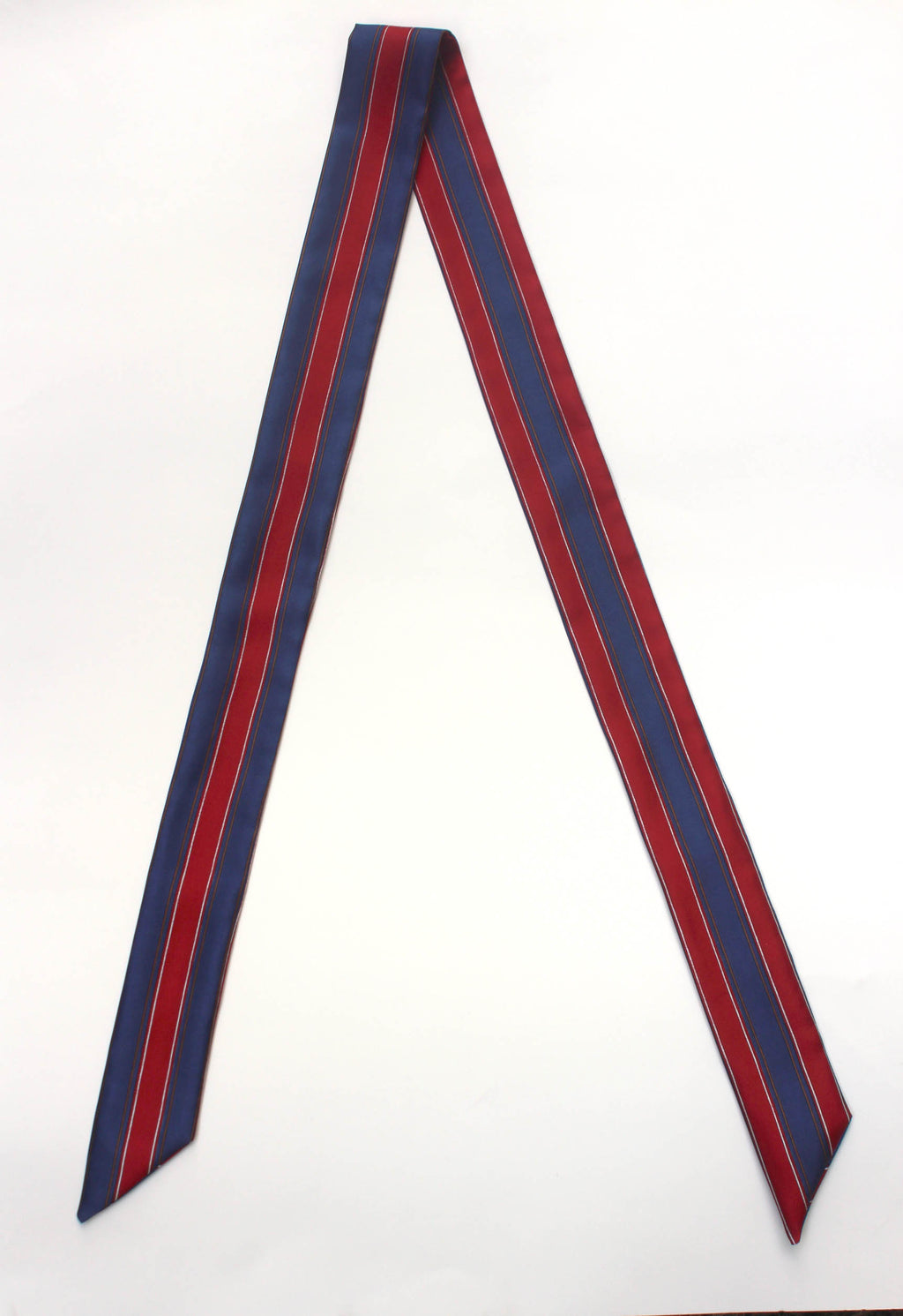Red Blue Stripe Skinny Scarf