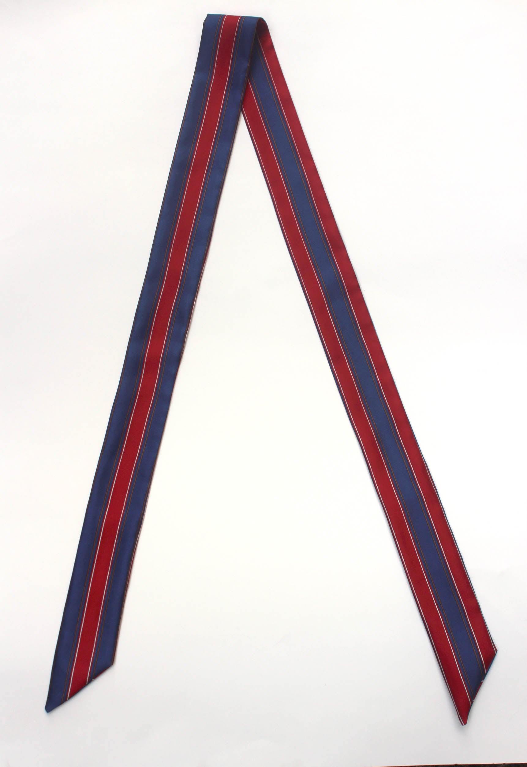 Red Blue Stripe Skinny Scarf