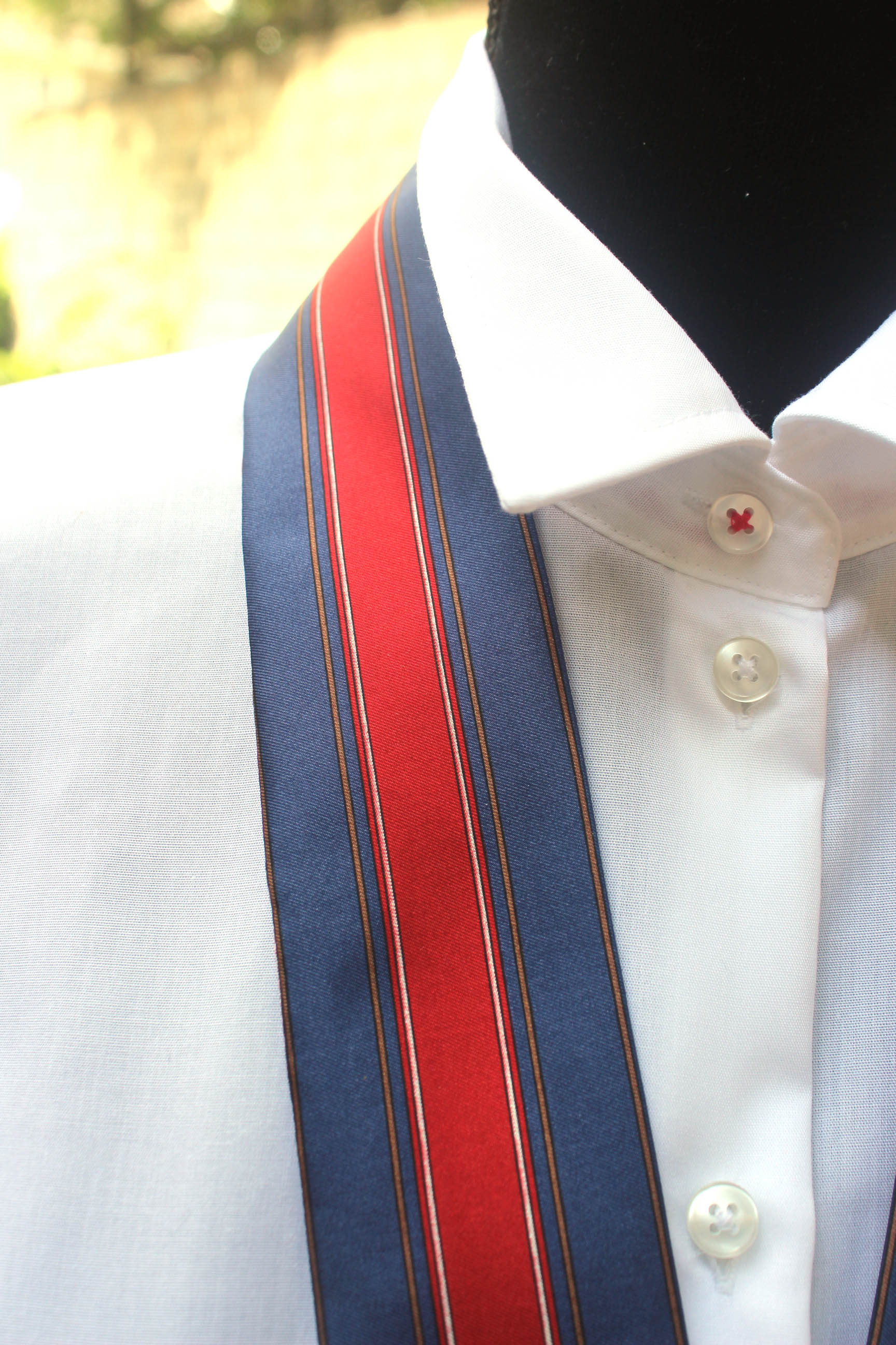 Red Blue Stripe Skinny Scarf