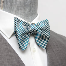 Load image into Gallery viewer, Big Butterfly Teal Polka Dot Silk Bow Tie
