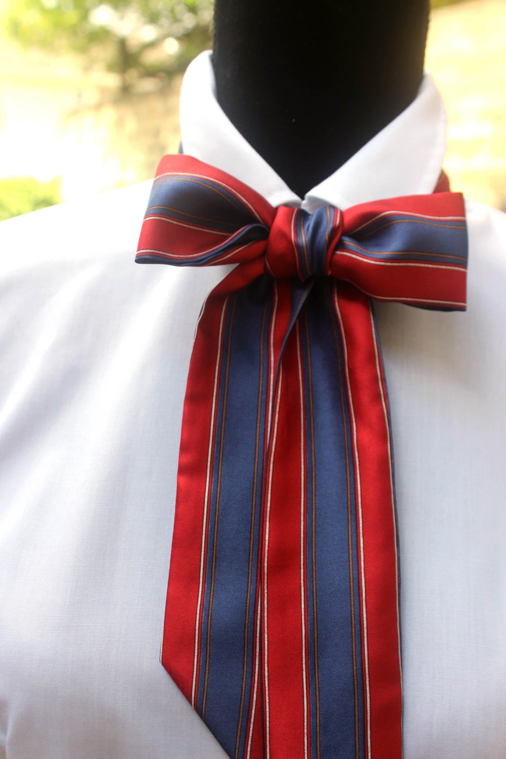 Red Blue Stripe Skinny Scarf
