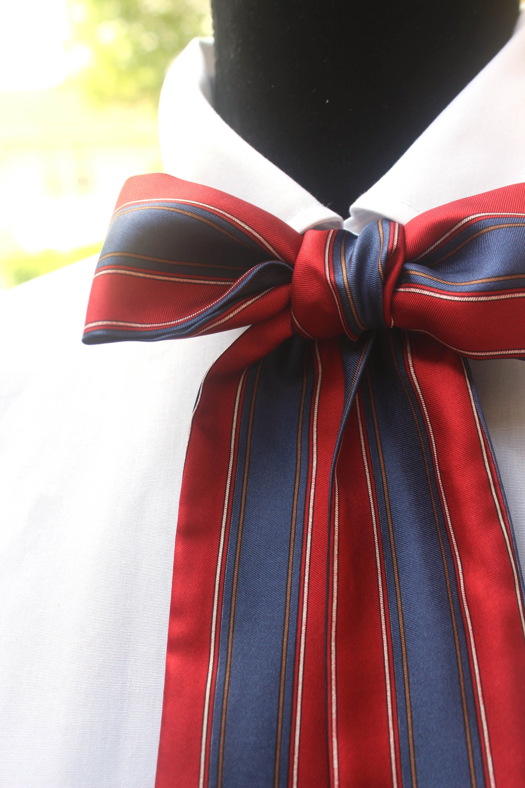 Red Blue Stripe Skinny Scarf