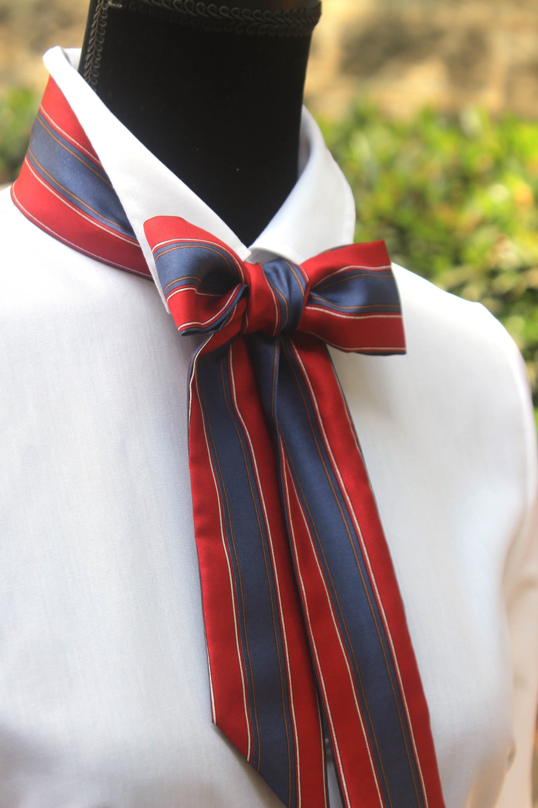 Red Blue Stripe Skinny Scarf