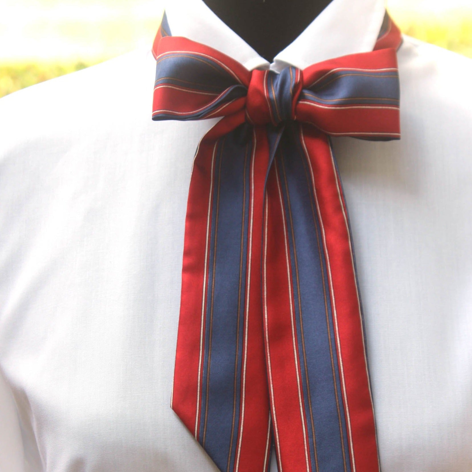 Red Blue Stripe Skinny Scarf