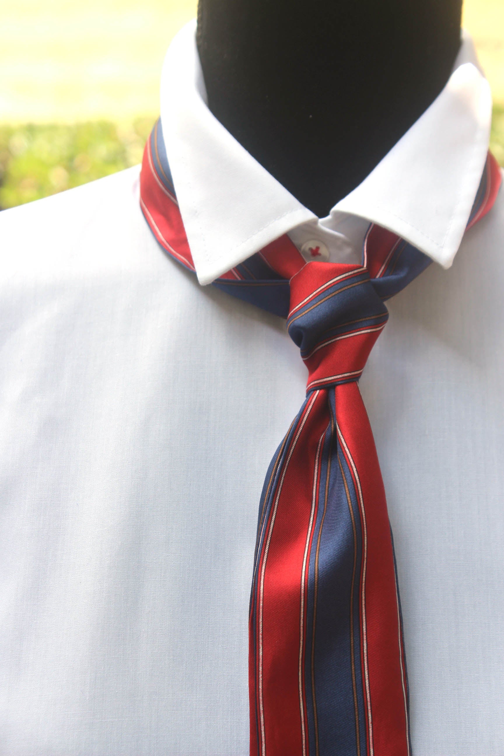 Red Blue Stripe Skinny Scarf