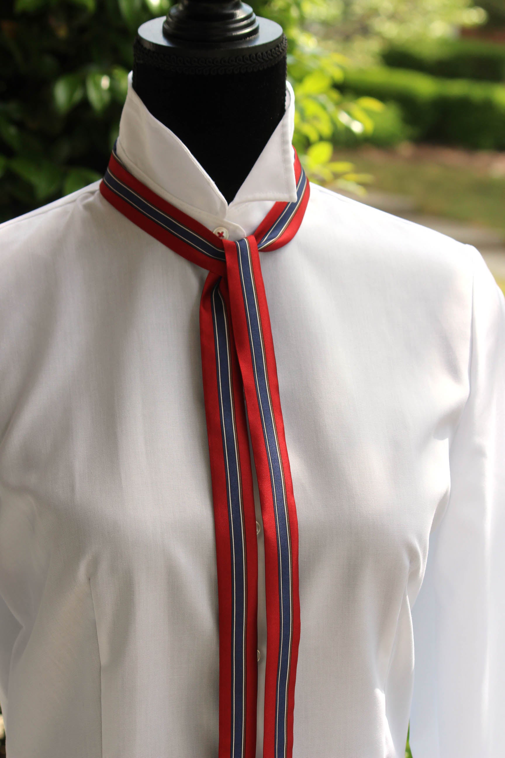 Red Blue Stripe Skinny Scarf