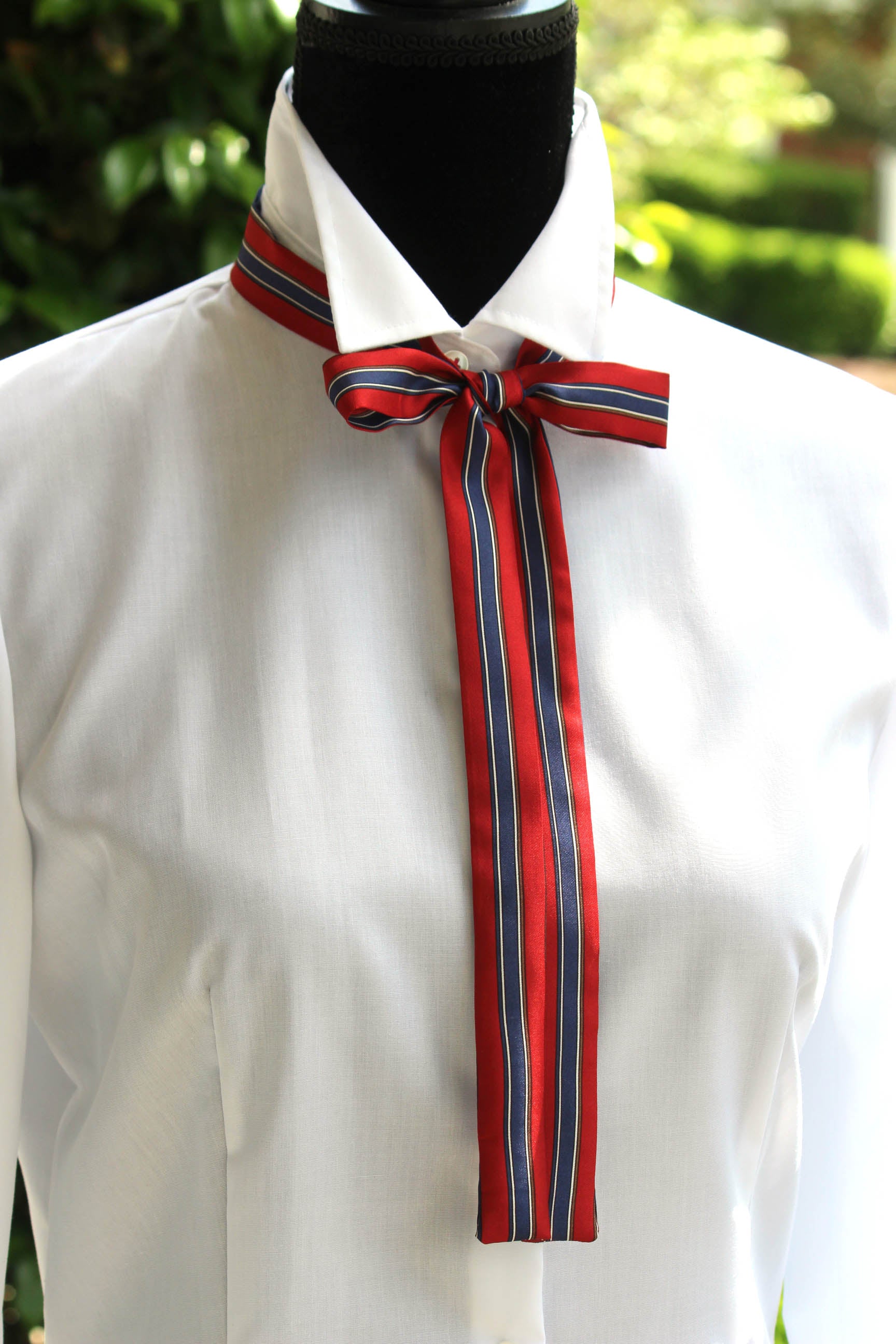 Red Blue Stripe Skinny Scarf