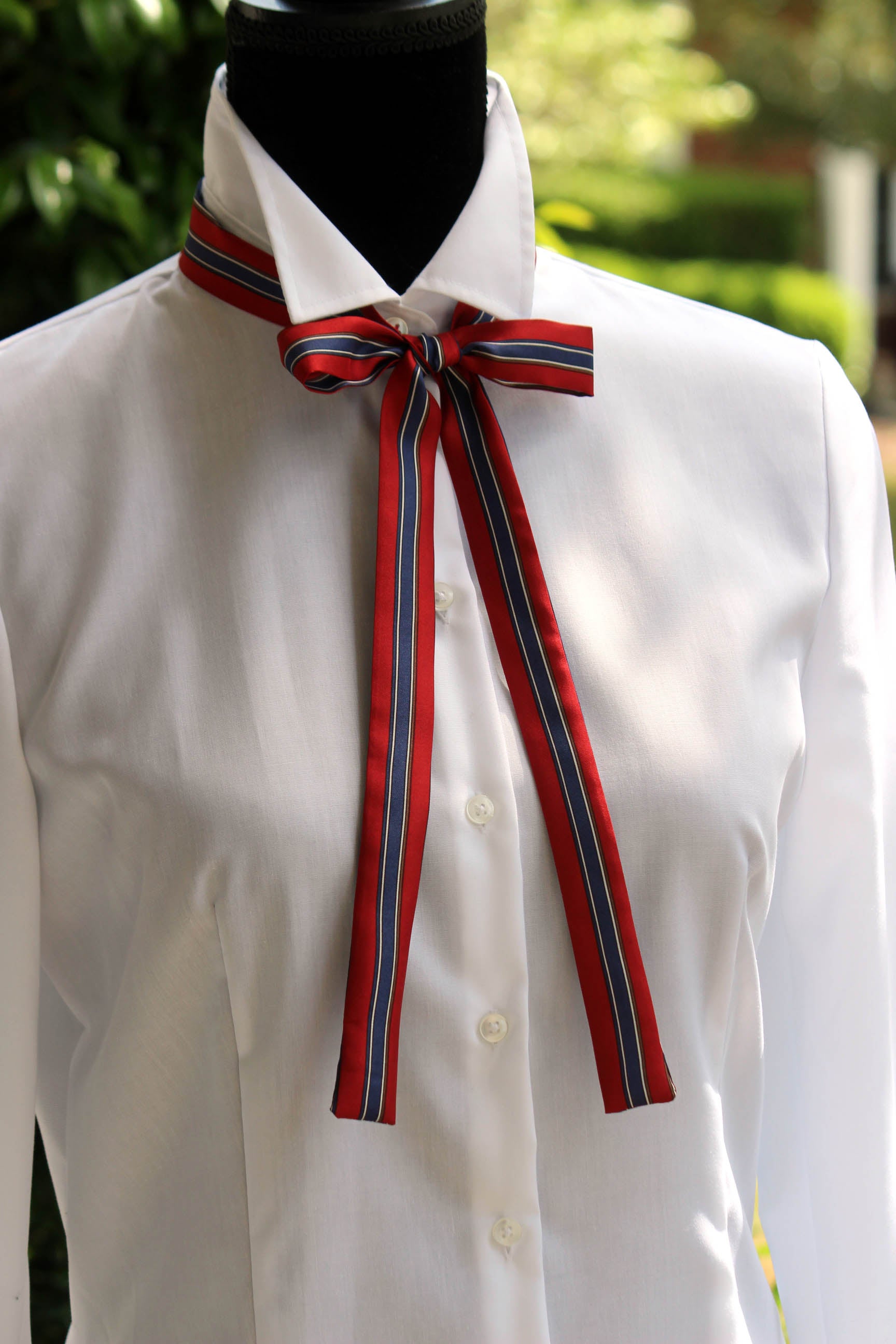 Red Blue Stripe Skinny Scarf