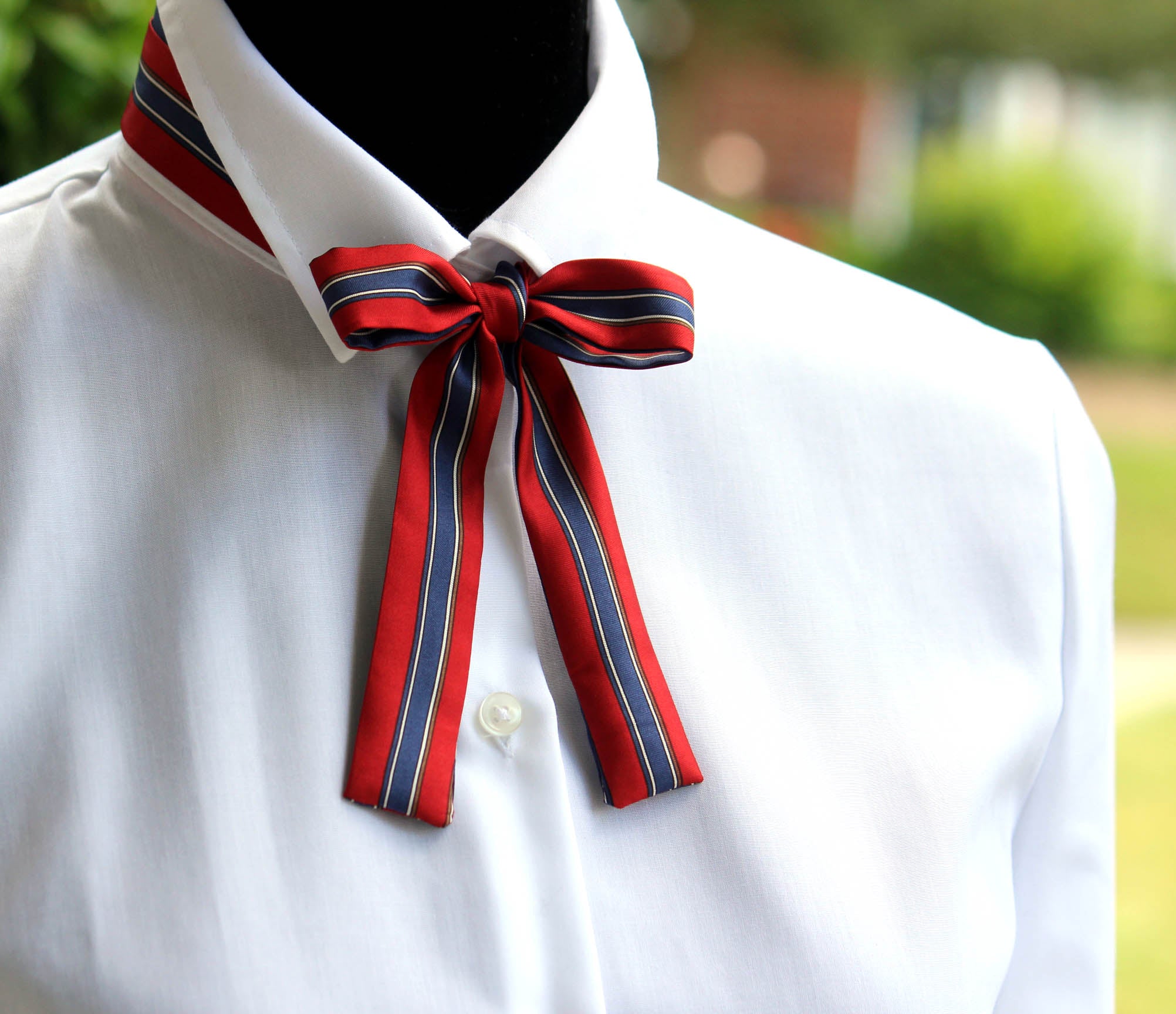 Red Blue Stripe Skinny Scarf