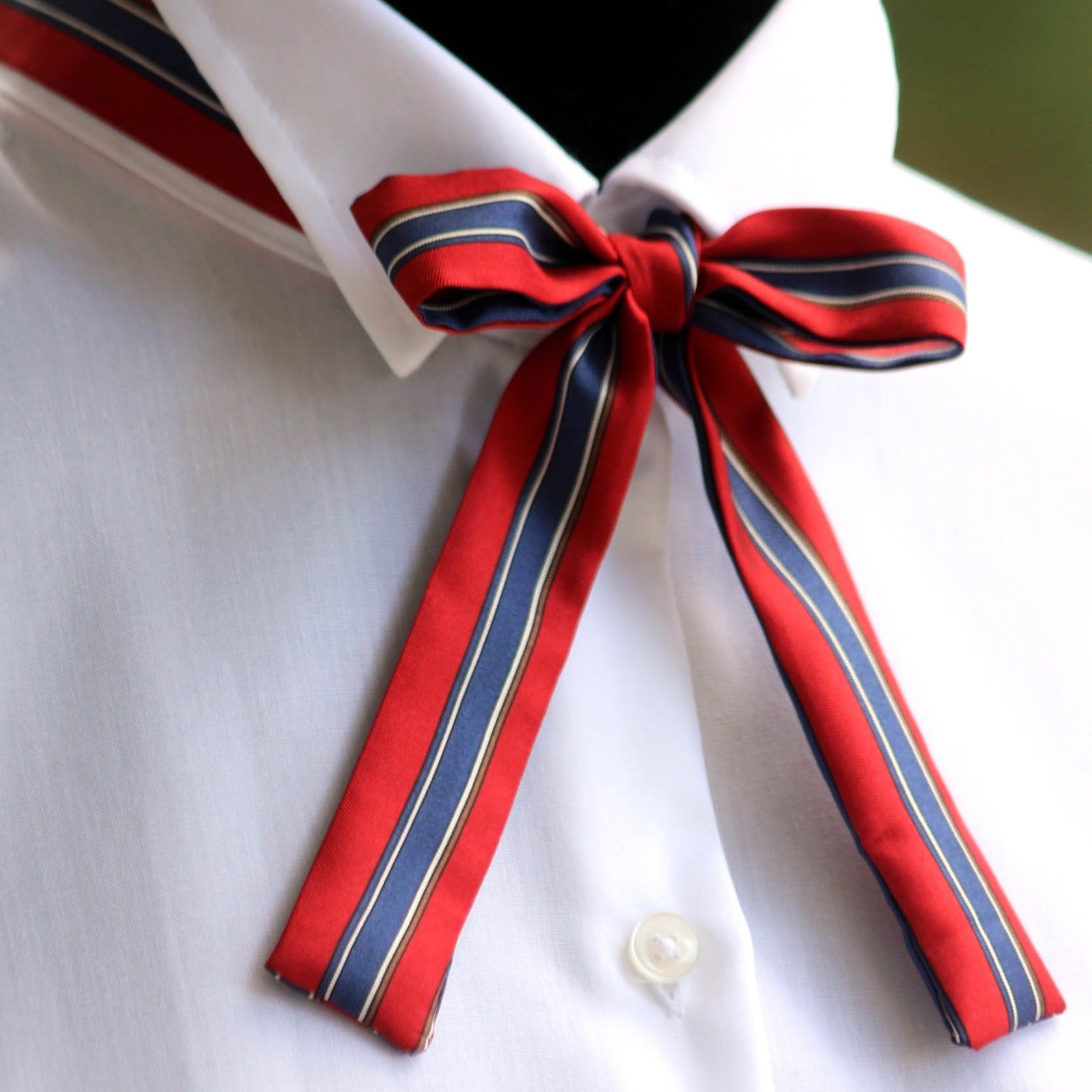 Red Blue Stripe Skinny Scarf