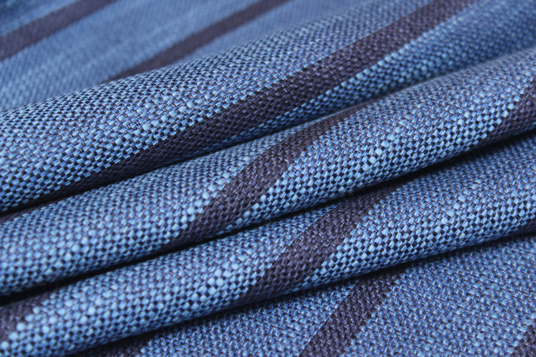 Navy Blue Stripe Silk Fabric