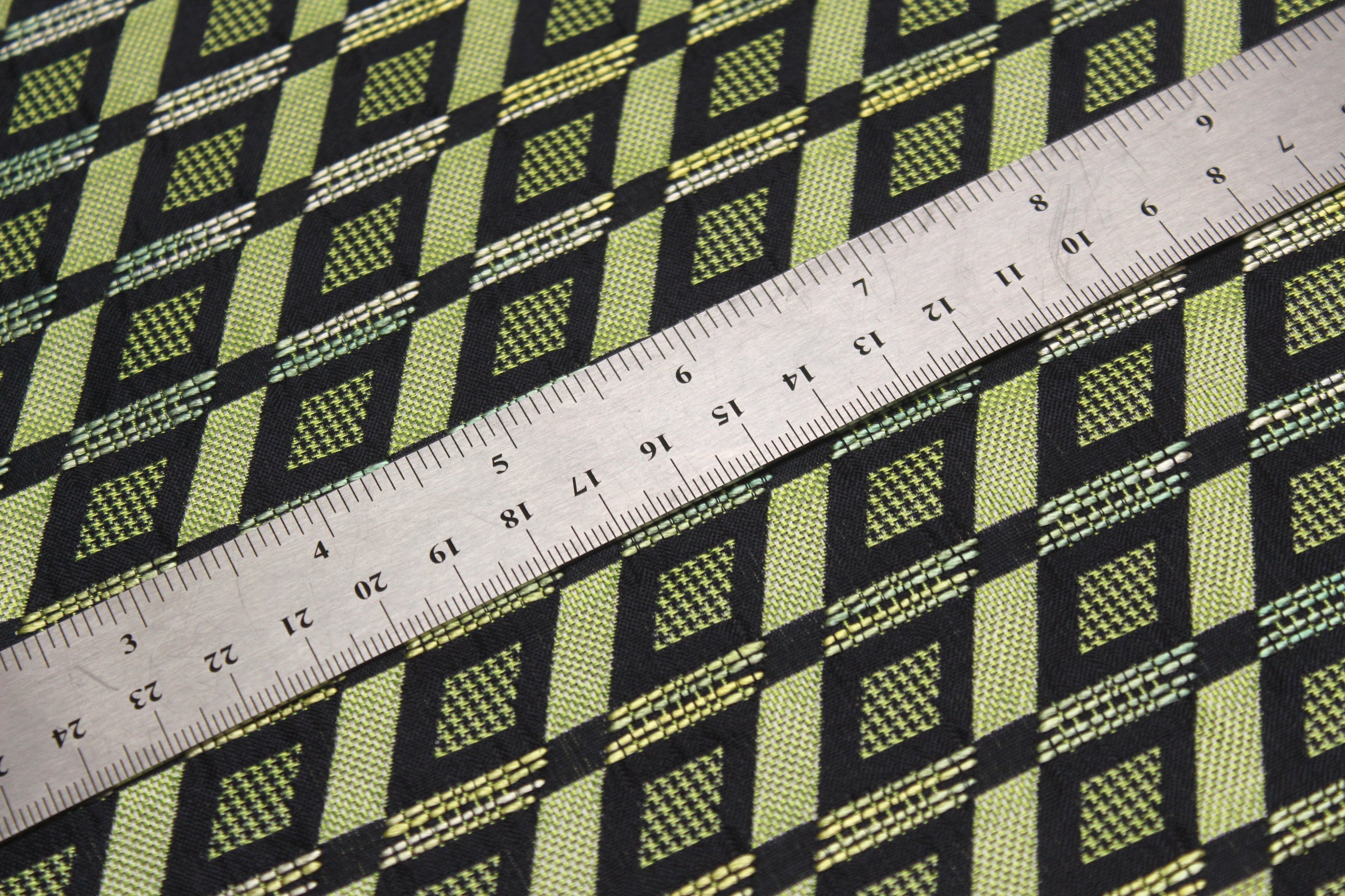 Navy Green Ornament Silk Fabric