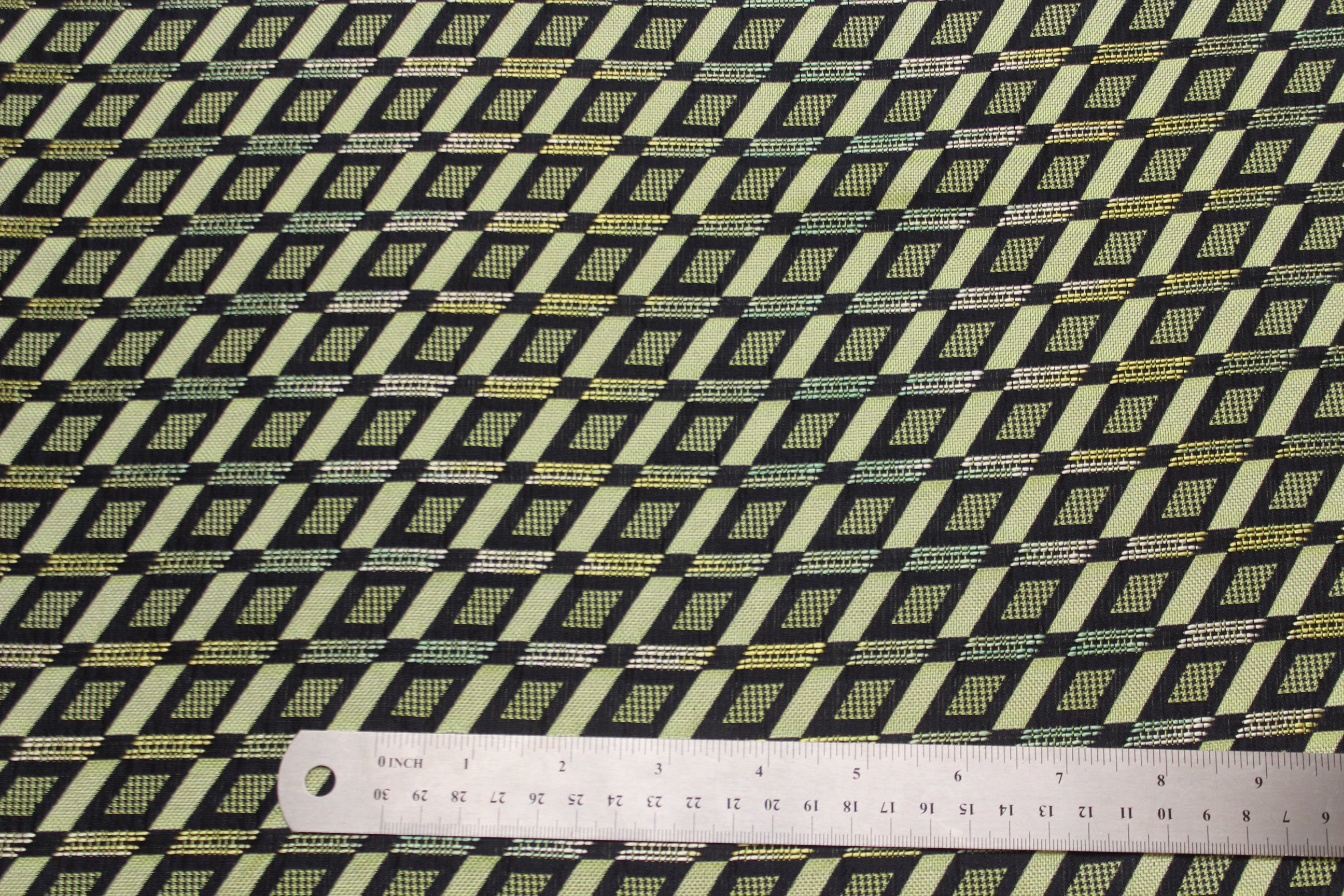 Navy Green Ornament Silk Fabric
