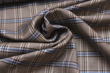 Load image into Gallery viewer, Grey Blue Plaid Silk Fabric
